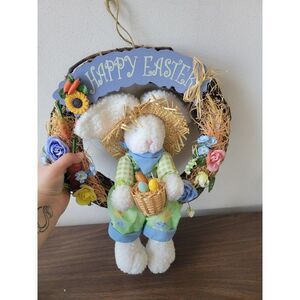 Happy Easter wreath bunny home decor sign spring farmer